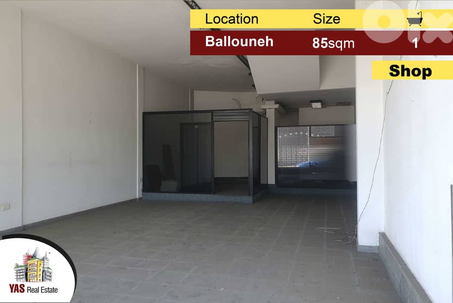 Ballouneh 85m2 | Shop | For Sale | Main Highway | Prime Location | MY 0