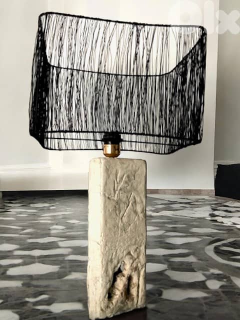Concrete lamp base with steel wire shade 2