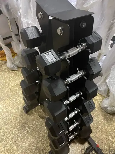 rack with dumbells from 2.5kg till 17.5kg