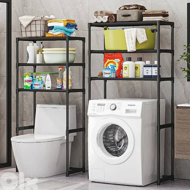 Over Toilet Storage Shelf - 3 Tier Washing Machine Rack, B/W 0