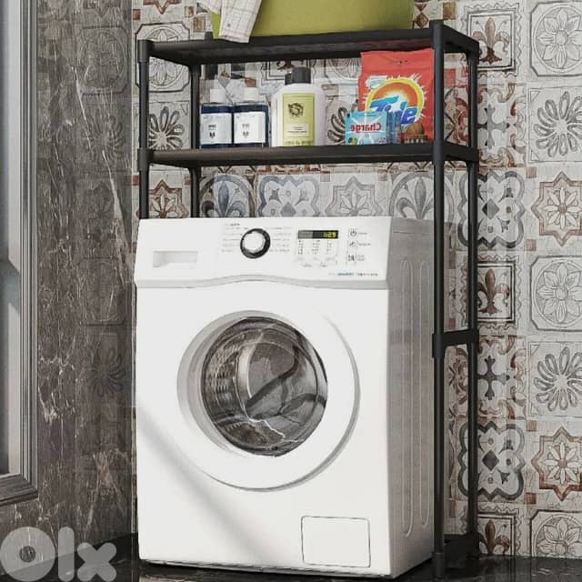 Over Toilet Storage Shelf - 3 Tier Washing Machine Rack, B/W 1
