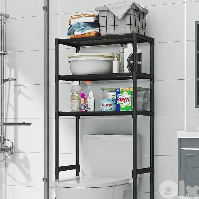 Over Toilet Storage Shelf - 3 Tier Washing Machine Rack, B/W 4