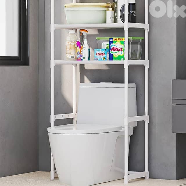 Over Toilet Storage Shelf - 3 Tier Washing Machine Rack, B/W 6