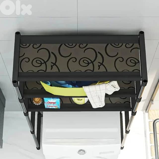 Over Toilet Storage Shelf - 3 Tier Washing Machine Rack, B/W 7