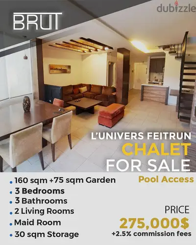160 sqm Luxurious Chalet for Sale in L'univers Feitrun Keserwan