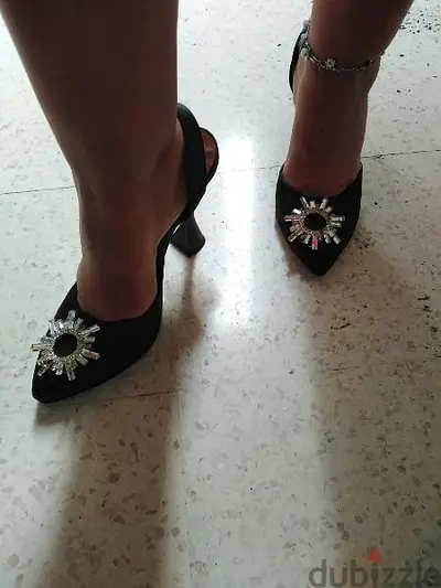 shoes black strass new 7cm heels