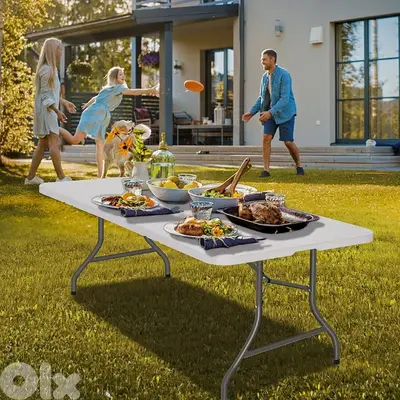 Folding Picnic Table for Outdoor Camping, BBQ & Garden, White, طاولة Folding Picnic Table for Outdoor Camping, BBQ & Garden, White, طاولة