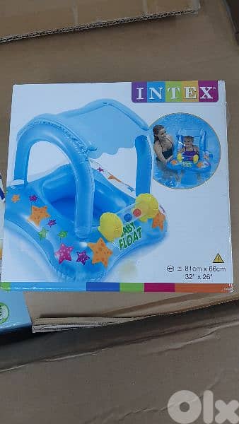 5 items:2 Intex baby floats +baby neck ring +float ring +boat mcqueen 5