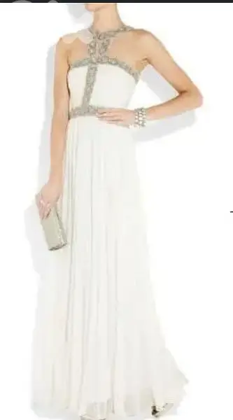 Rachel Gilbert designer silk wedding evening christening dress Medium.