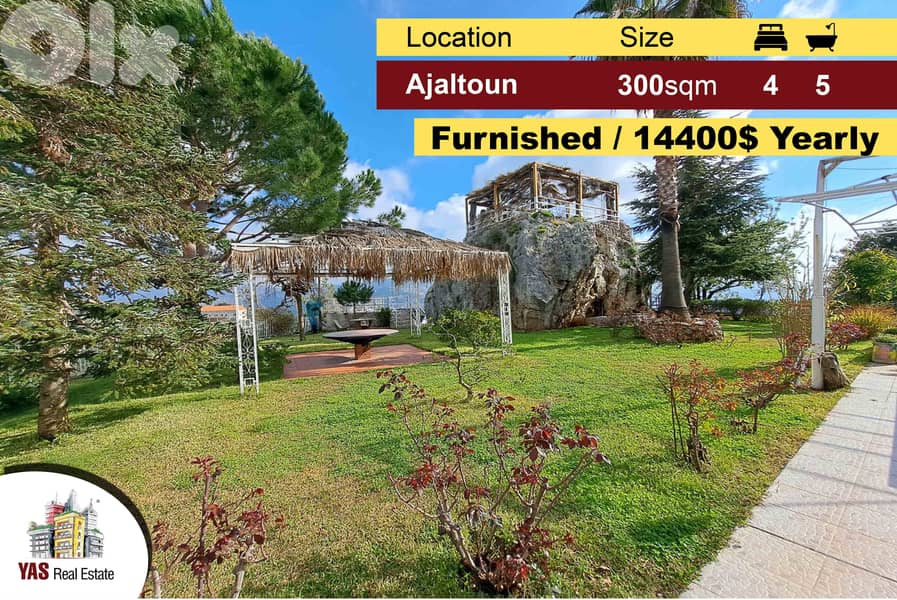 Ajaltoun 300m2|150m2 Terrace/Garden | Pool | Furnished | DA/KH | 0