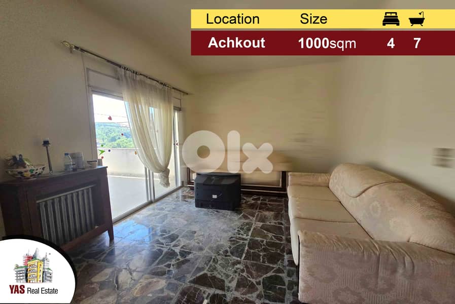Achkout 1000m2 | 600m2 Terrace / Garden | Building | View | DA | 0