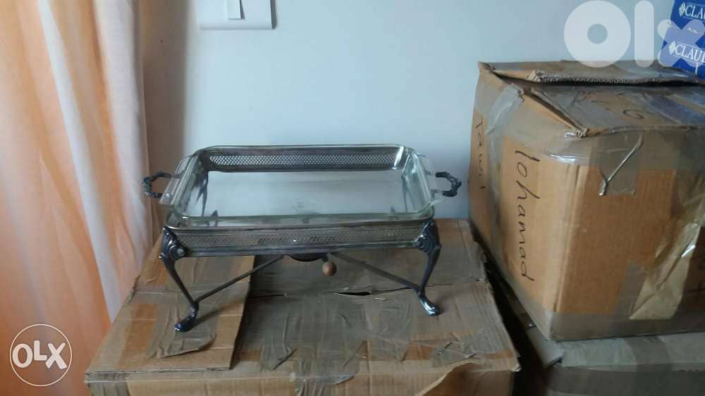Pyrex avec support et rechaud 0