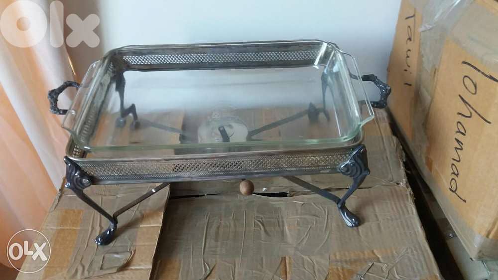 Pyrex avec support et rechaud 1