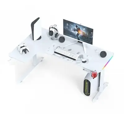 L shaped corner Gaming Desk 160cm black / white