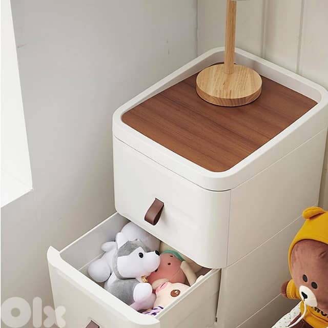 Japanese Bedside Table – White Nightstand, 4 Stackable Drawers 3