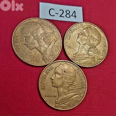 France since 1971 Lot# C-284 set of 3 coins of 20 Centimes