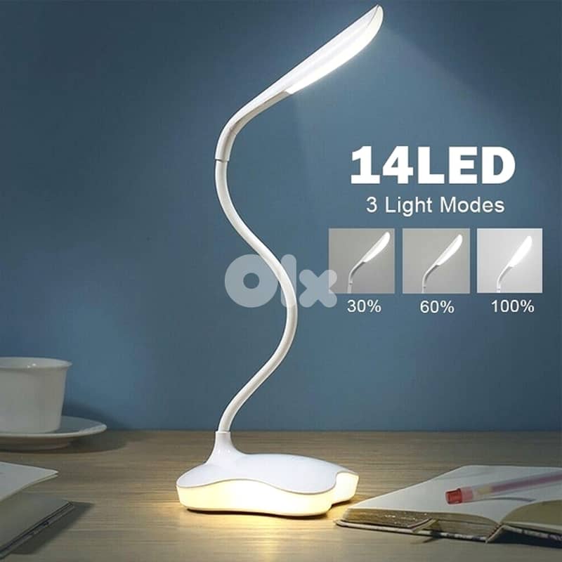 Rechargeable Desk Lamp, 3-Level Dimmable USB LED Light 2