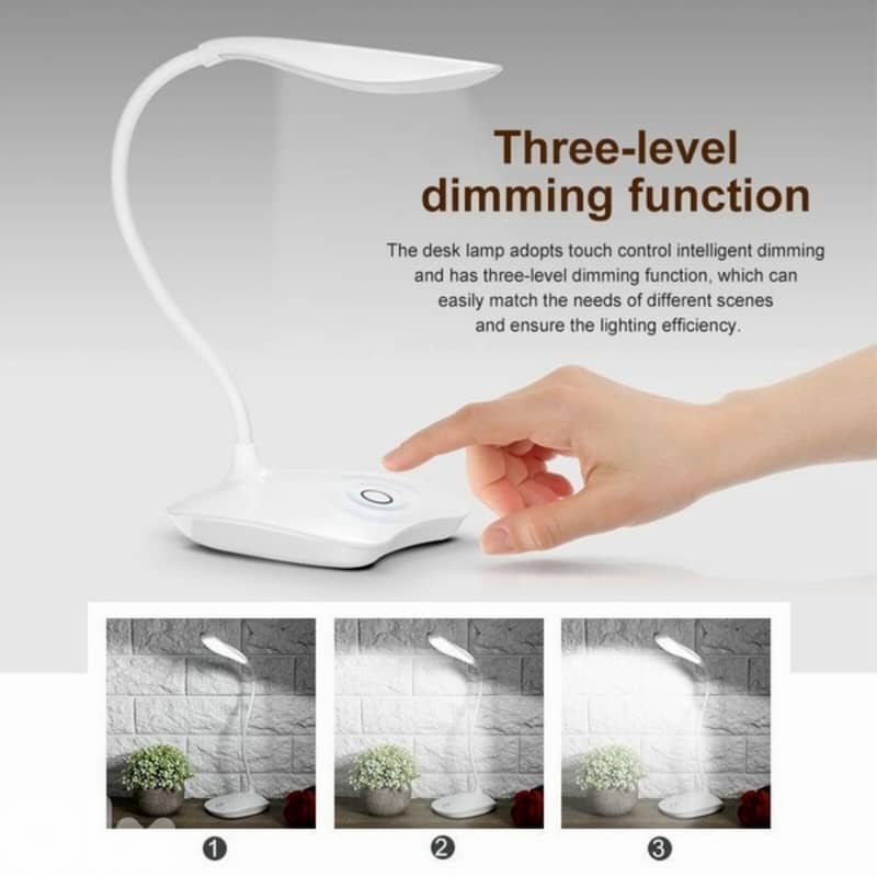 Rechargeable Desk Lamp, 3-Level Dimmable USB LED Light 7