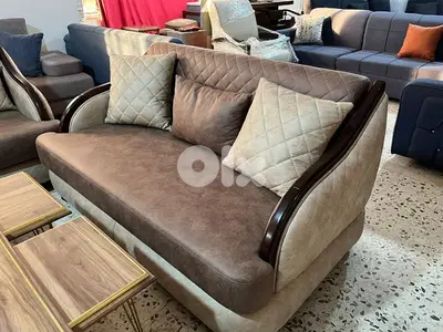طقم كنبايات خشب بوندي وزان اسفنج إكسترا قماش تقيل جديد توصاية