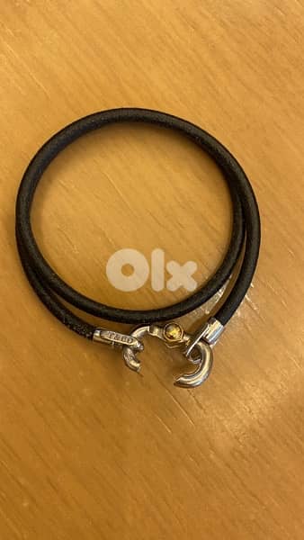 Tiffany & Co Men Leather and Silver knot bracelet 0