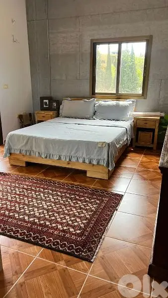 massive thick wood bed with 2 comode تخت خشب سميك