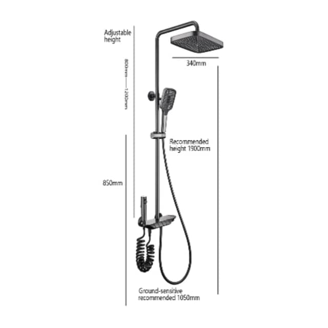 Thermostatic Shower Mixer with Digital Display & Spray Gun 6