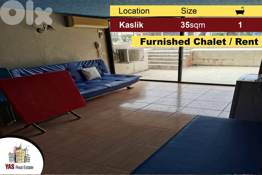 Kaslik 35m2 | 10m2 Terrace | Chalet | Furnished | Well Maintained | EL 0