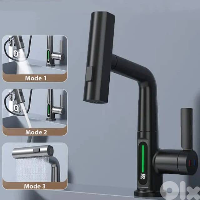 Pull Out Kitchen Faucet with Temperature Display, 3 Spray Modes 4