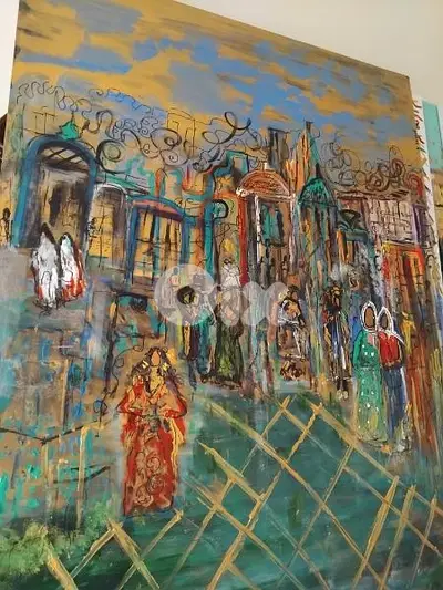 رسم  زيتي  على القماش يدويه