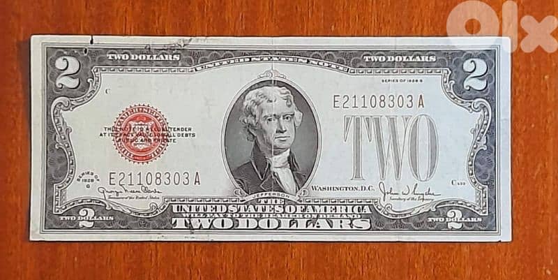 Red Seal two USA Banknote year 1928 0