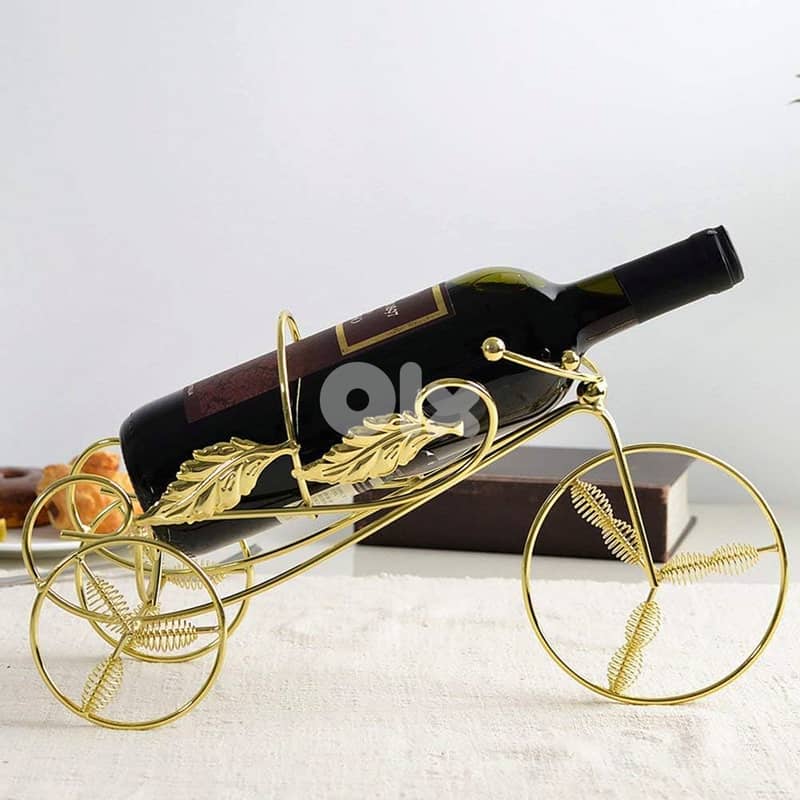 Tricycle Wine Rack, Scandinavian Style Display Bottle Holder, Gold 1