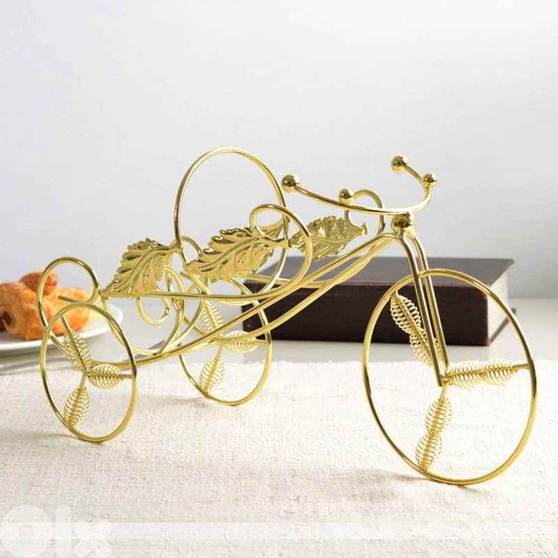 Tricycle Wine Rack, Scandinavian Style Display Bottle Holder, Gold 2