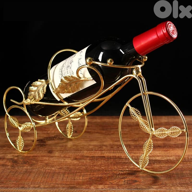 Tricycle Wine Rack, Scandinavian Style Display Bottle Holder, Gold 3