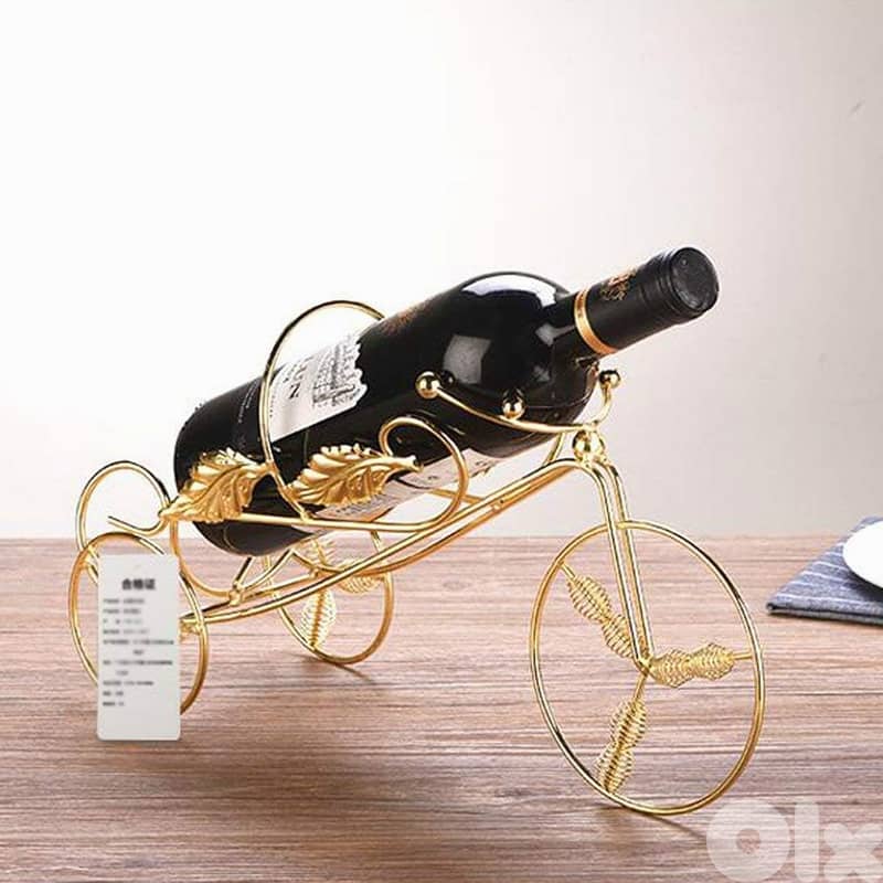 Tricycle Wine Rack, Scandinavian Style Display Bottle Holder, Gold 5