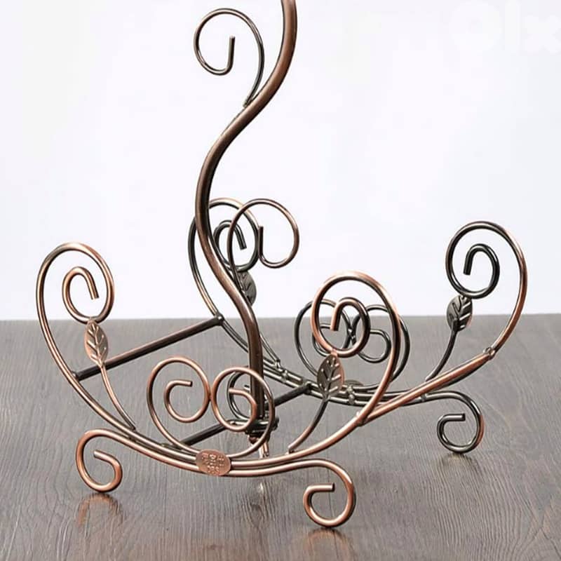 Golden Vine Wine Rack, 2 Bottles & 6 Glasses Display Holder 2