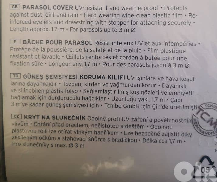 BRAND NEW Parasol cover waterproof UV resistant 1