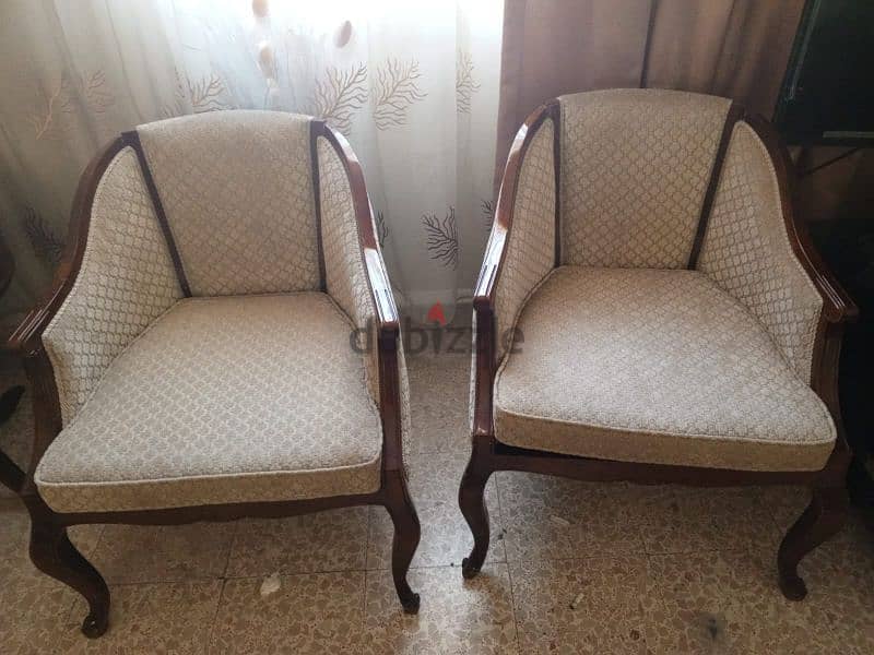 classical living room, Mogano Wood- صالون كامل خشب زين 0