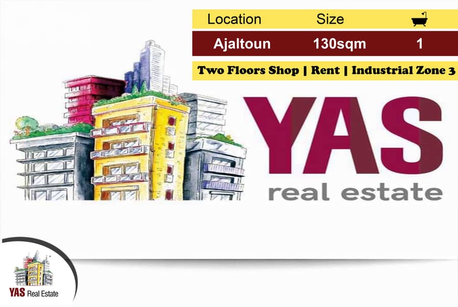 Ajaltoun 130m2 | Shop | Rent | Two Floors | Industrial Zone 3 | AC | 0