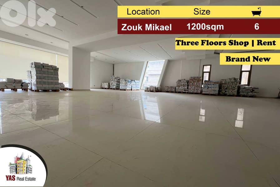 Zouk Mikael 1200m2 | Three Floors Shop | Rent | Brand New | EH | 0