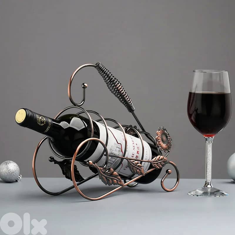 Floral Wine Bottle Holder, Vintage Style, Gold or Bronze Finish 0
