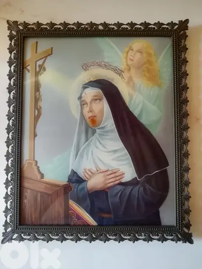 St. Rita vintage backlit photo plus metallic frame 28*33cm