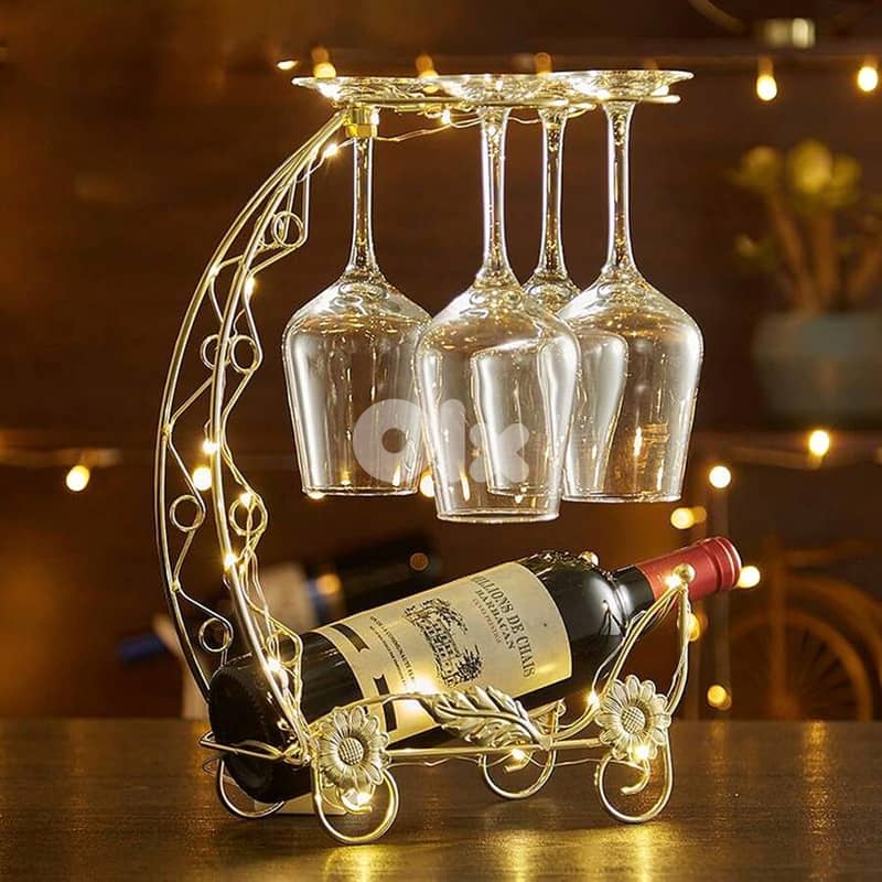 Dragon Boat Wine Rack – Gold Wine Bottle Holder, Floral Accents 0