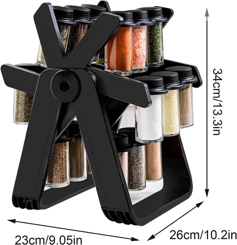 Rotating Spice Rack Organizer with 18 Glass Spice Jars 1