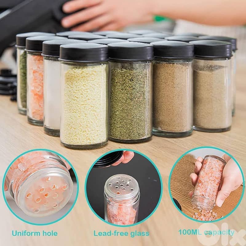 Rotating Spice Rack Organizer with 18 Glass Spice Jars 3
