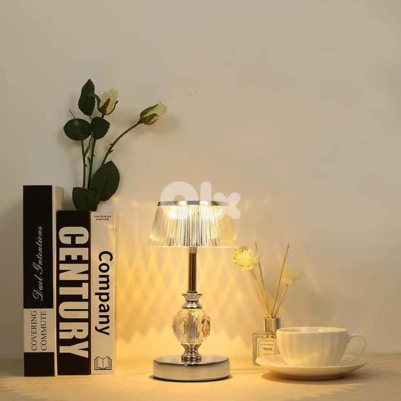 Golden Crystal Table Lamp, 3-Level Dimmable, Cordless LED Light 4