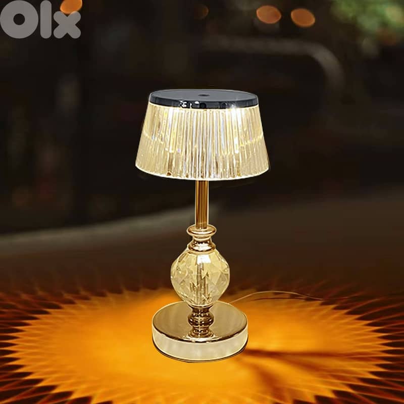 Golden Crystal Table Lamp, 3-Level Dimmable, Cordless LED Light 5