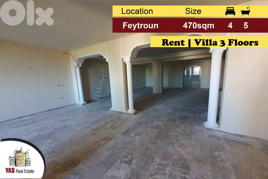 Feytroun 470m2 | Garden | 3 Floors Villa | Rent | Calm Street | KH | 0