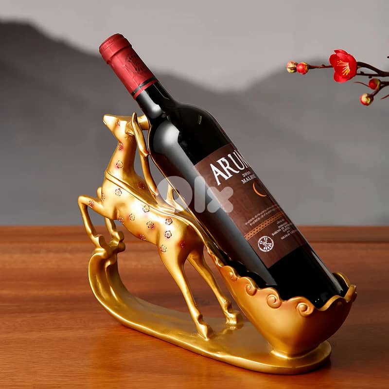 Graceful Deer Wine Rack – Elegant Floral Resin Bottle Holder 1