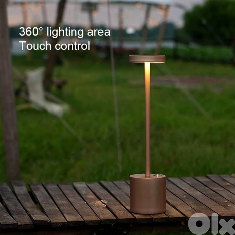 Modern Iron Table Lamp with Rechargeable, Dimmable LED Light 3
