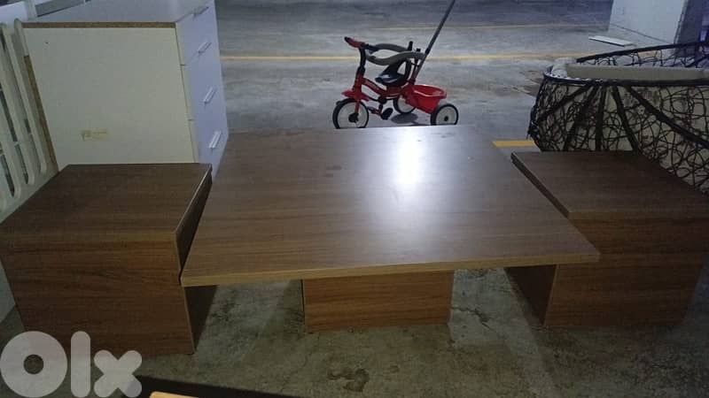 3 wood tables in good condition 1